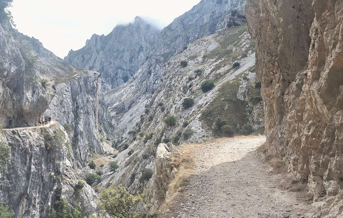 Sendero estrecho tallado en la pared de un desfiladero de montaña
